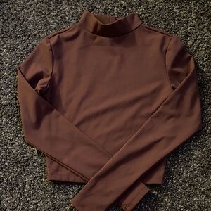 wild fable Chocolate Brown Mock Neck Long Sleeve Top